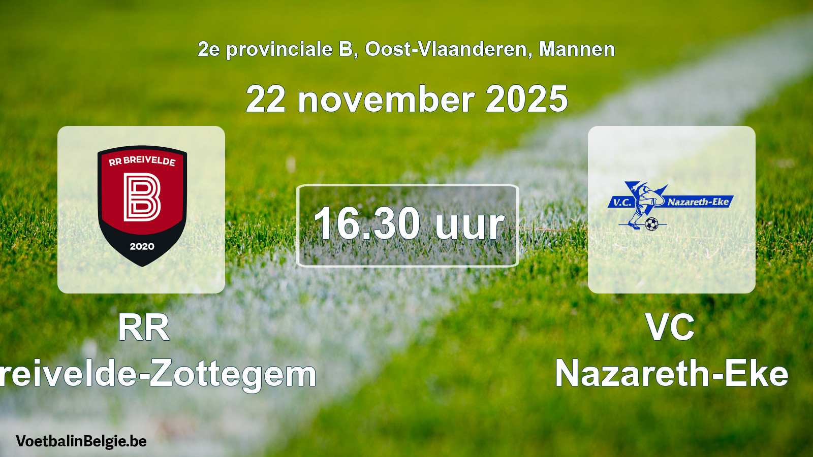 Scheduled match men football: RR Breivelde-Zottegem - VC Nazareth-Eke (22 November 2025)
