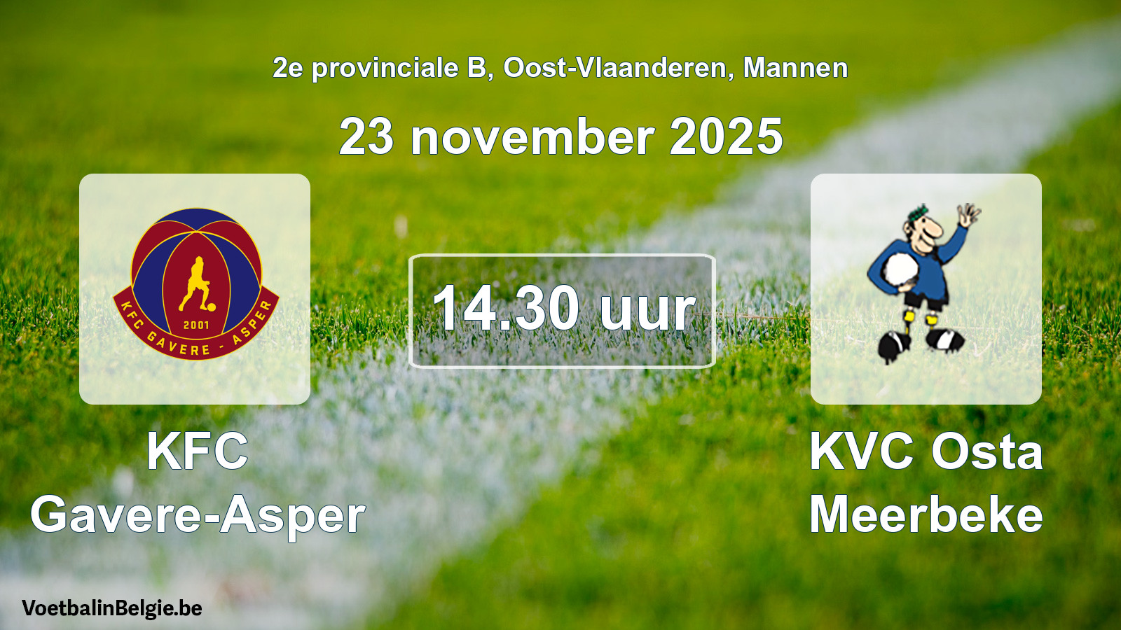 Scheduled match men football: KFC Gavere-Asper - KVC Osta Meerbeke (23 November 2025)