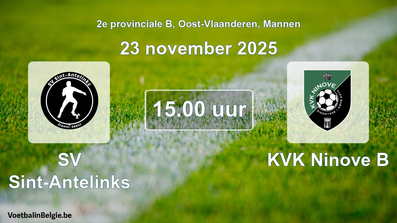 Scheduled match men football: SV Sint-Antelinks - KVK Ninove B (23 November 2025)