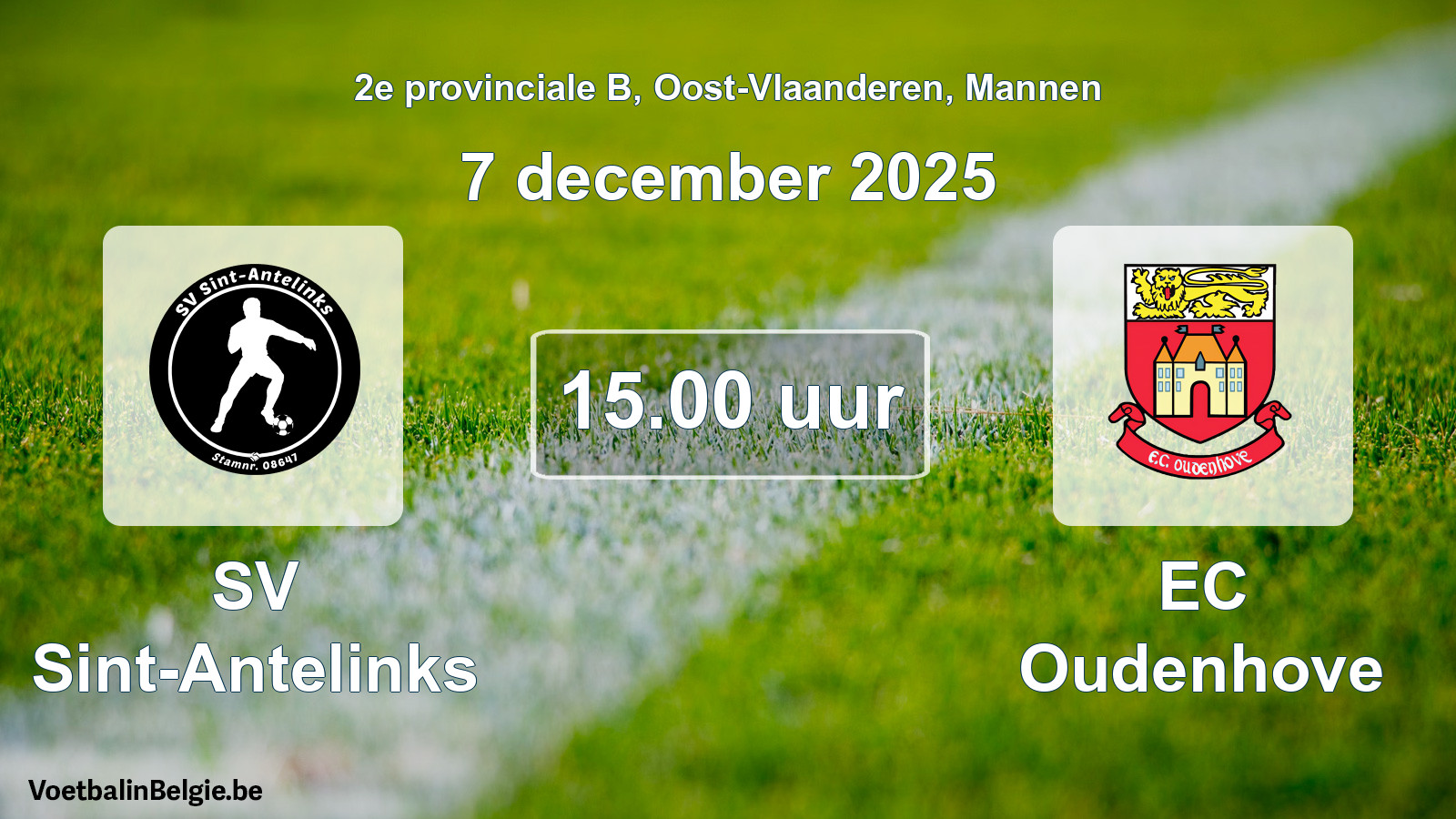 Scheduled match men football: SV Sint-Antelinks - EC Oudenhove (7 December 2025)