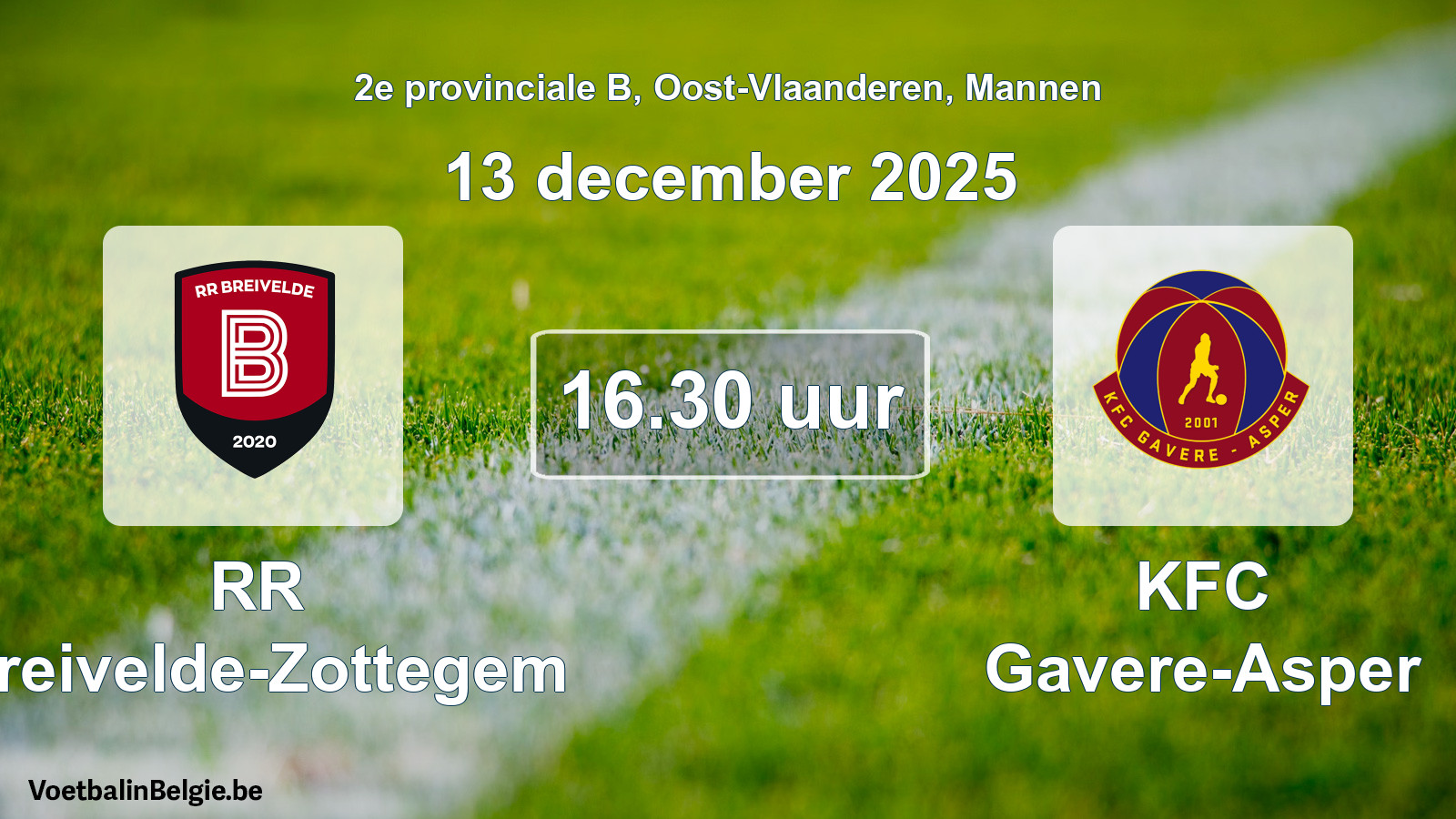 Scheduled match men football: RR Breivelde-Zottegem - KFC Gavere-Asper (13 December 2025)