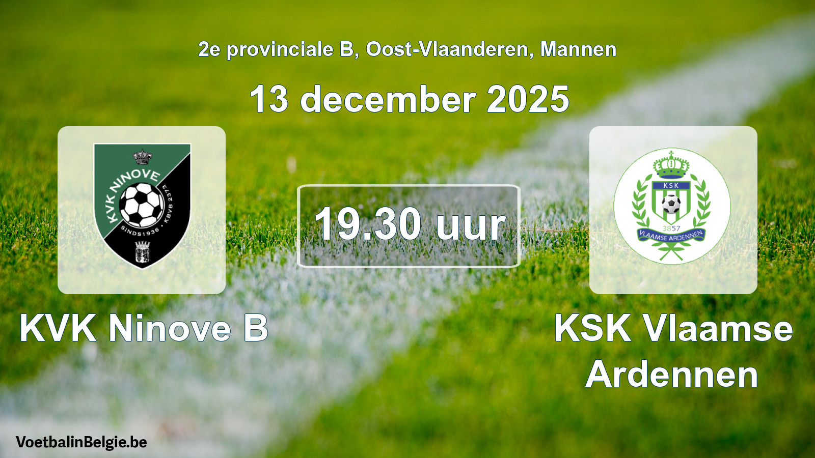 Geplande wedstrijd mannenvoetbal: KVK Ninove B - KSK Vlaamse Ardennen (13 december 2025)
