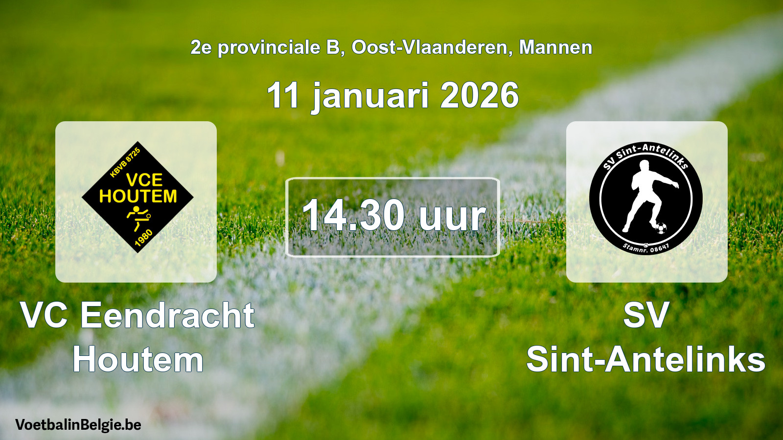 Scheduled match men football: VC Eendracht Houtem - SV Sint-Antelinks (11 January 2026)