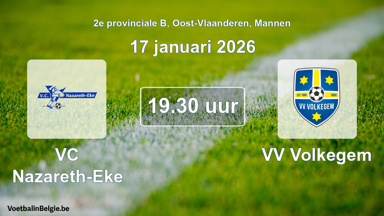 Scheduled match men football: VC Nazareth-Eke - VV Volkegem (17 January 2026)
