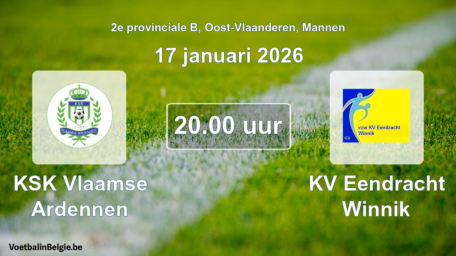 Scheduled match men football: KSK Vlaamse Ardennen - KV Eendracht Winnik (17 January 2026)