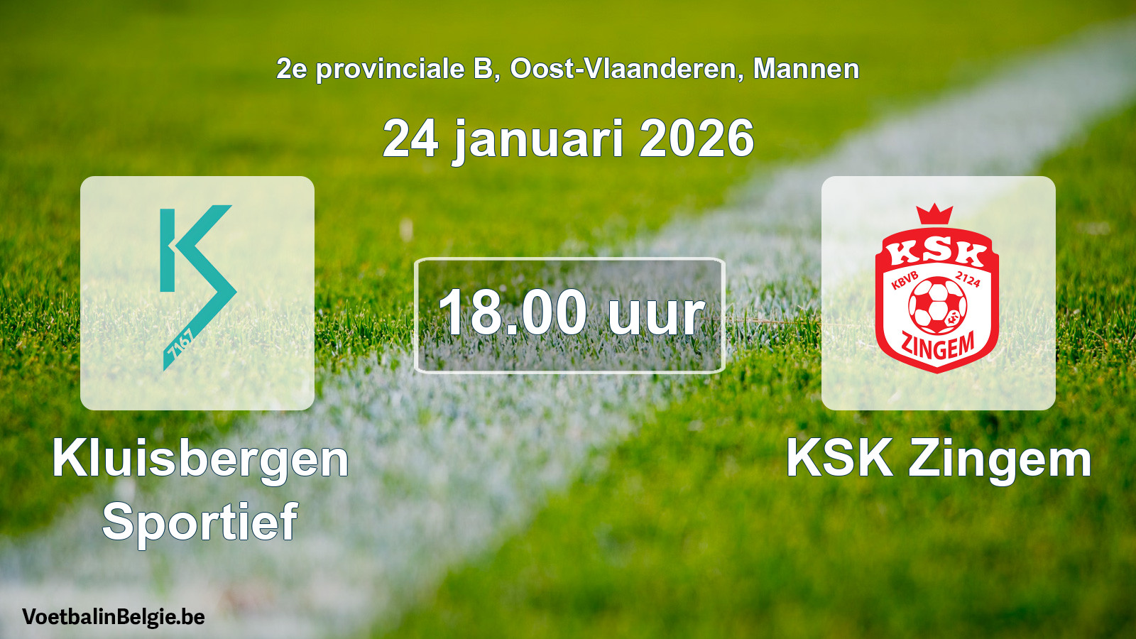 Scheduled match men football: Kluisbergen Sportief - KSK Zingem (24 January 2026)
