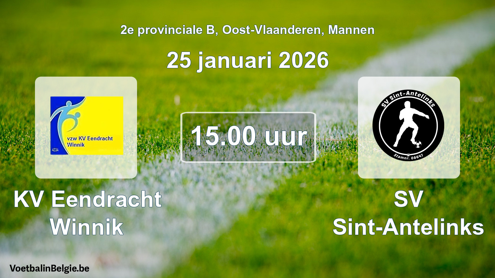 Geplande wedstrijd mannenvoetbal: KV Eendracht Winnik - SV Sint-Antelinks (25 januari 2026)