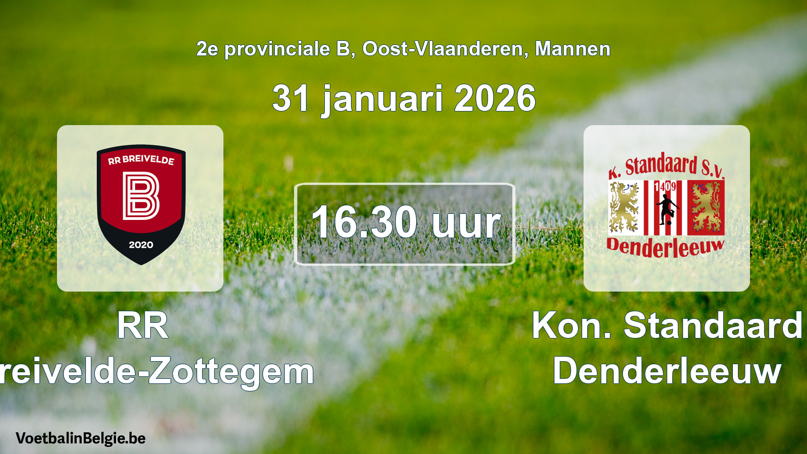 Scheduled match men football: RR Breivelde-Zottegem - Kon. Standaard Denderleeuw (31 January 2026)