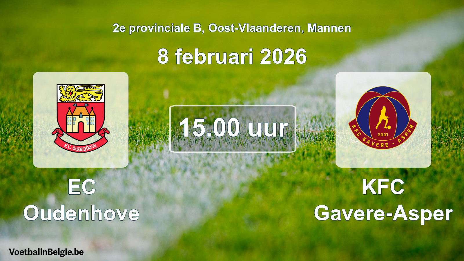 Scheduled match men football: EC Oudenhove - KFC Gavere-Asper (8 February 2026)