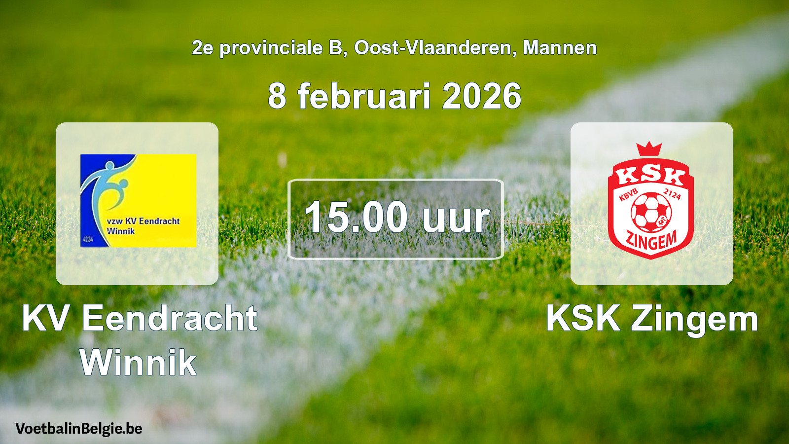 Scheduled match men football: KV Eendracht Winnik - KSK Zingem (8 February 2026)