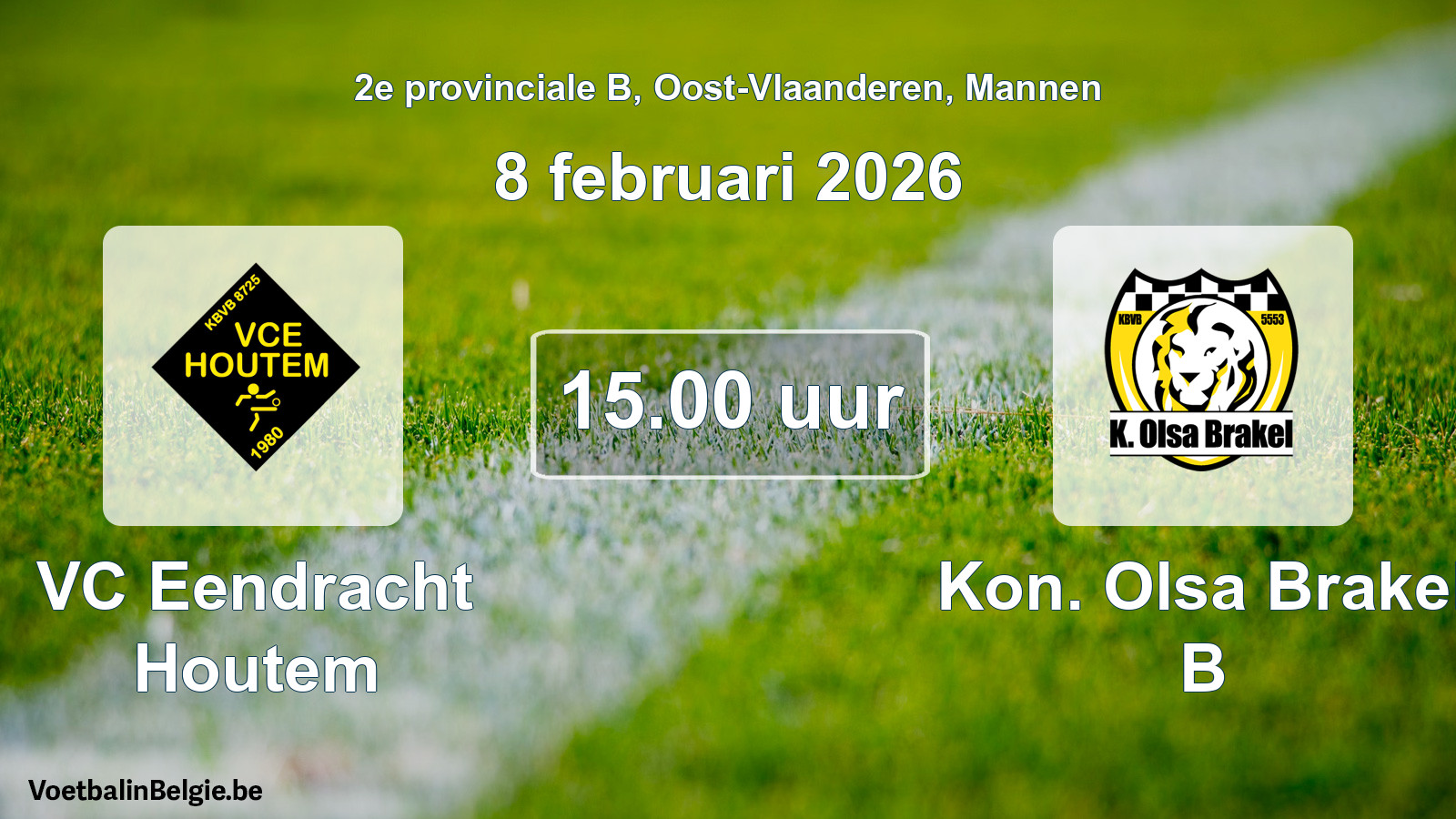 Scheduled match men football: VC Eendracht Houtem - Kon. Olsa Brakel B (8 February 2026)