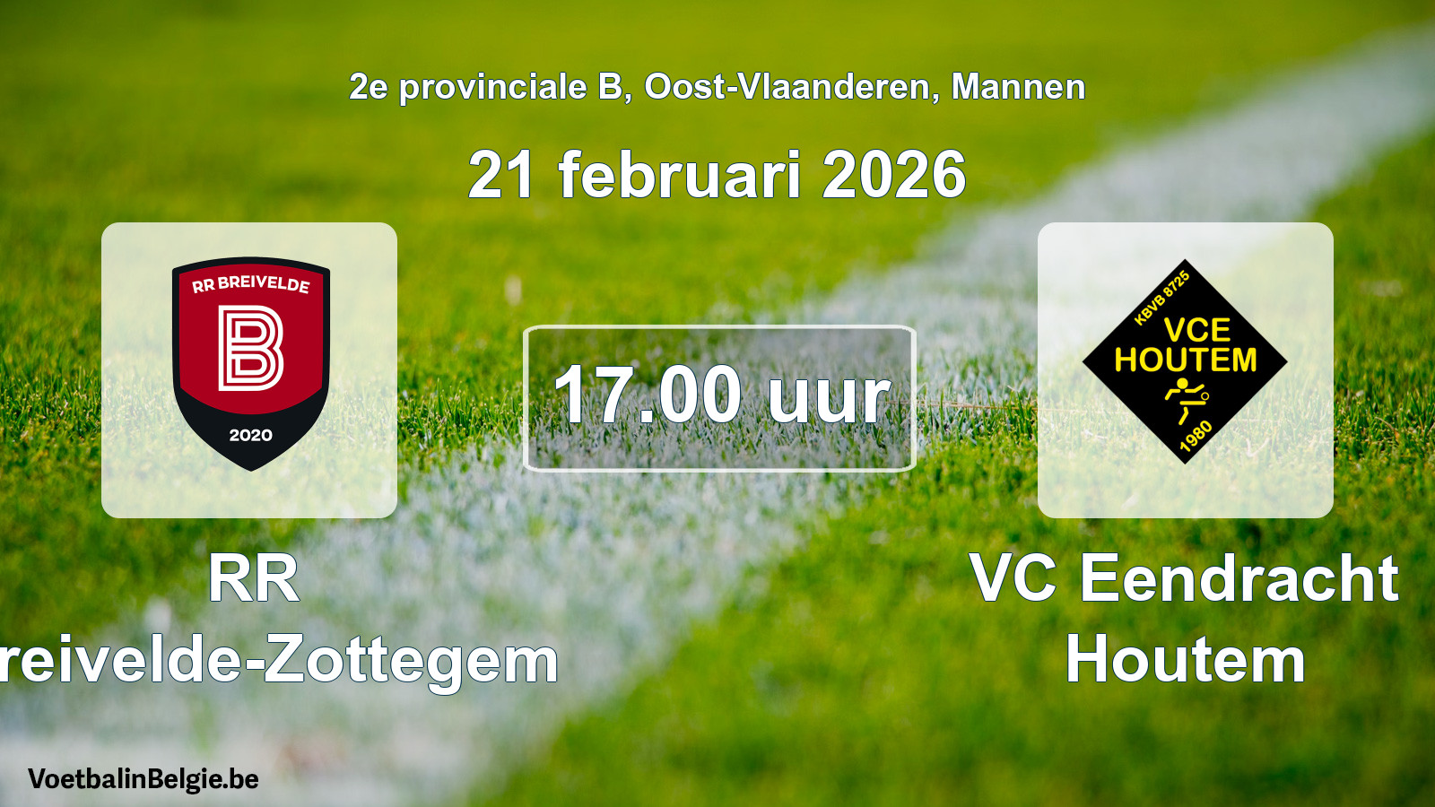 Scheduled match men football: RR Breivelde-Zottegem - VC Eendracht Houtem (21 February 2026)