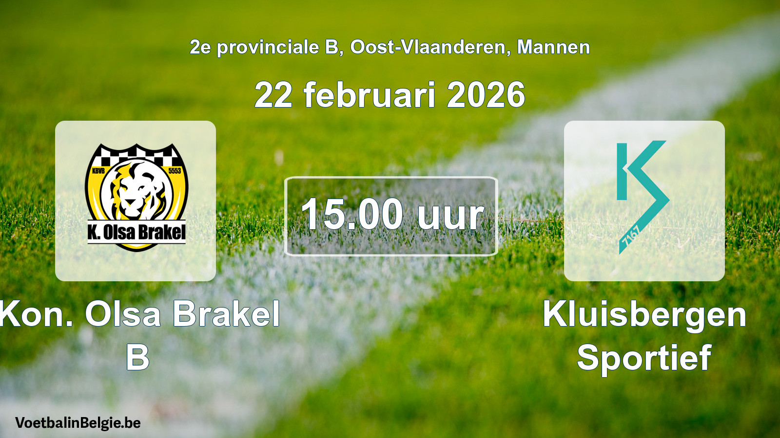 Geplantes Spiel männer-Fußball: Kon. Olsa Brakel B - Kluisbergen Sportief (22 Februar 2026)