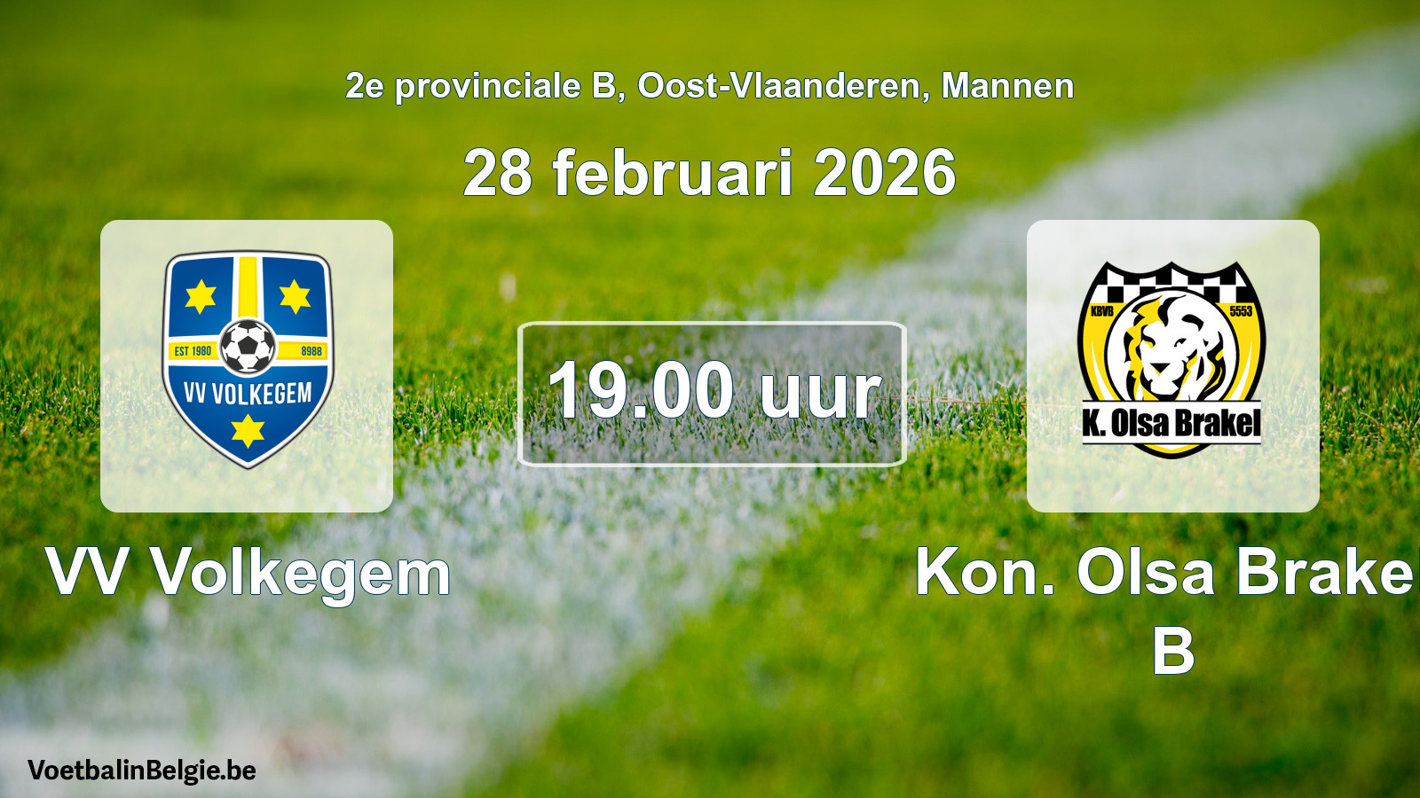Scheduled match men football: VV Volkegem - Kon. Olsa Brakel B (28 February 2026)
