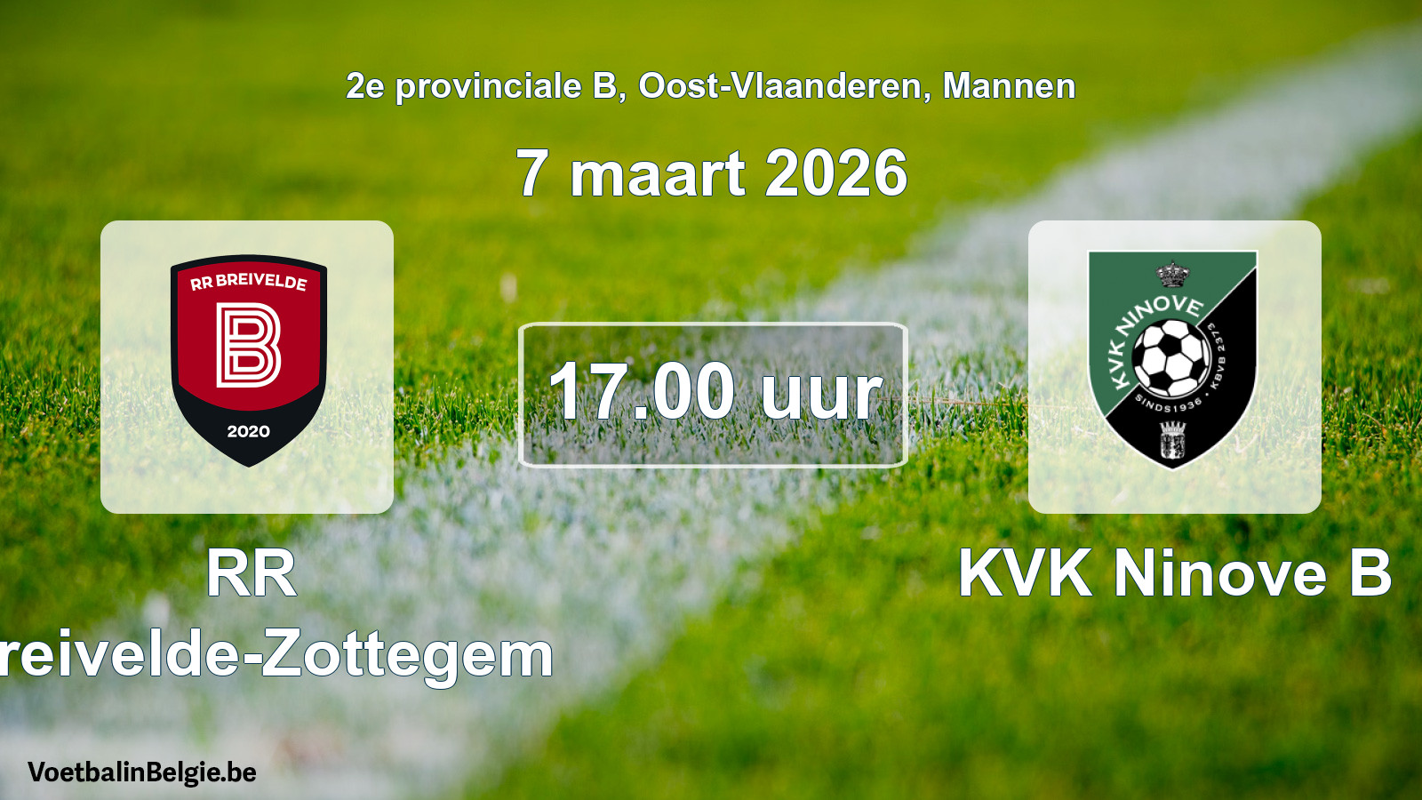 Scheduled match men football: RR Breivelde-Zottegem - KVK Ninove B (7 March 2026)