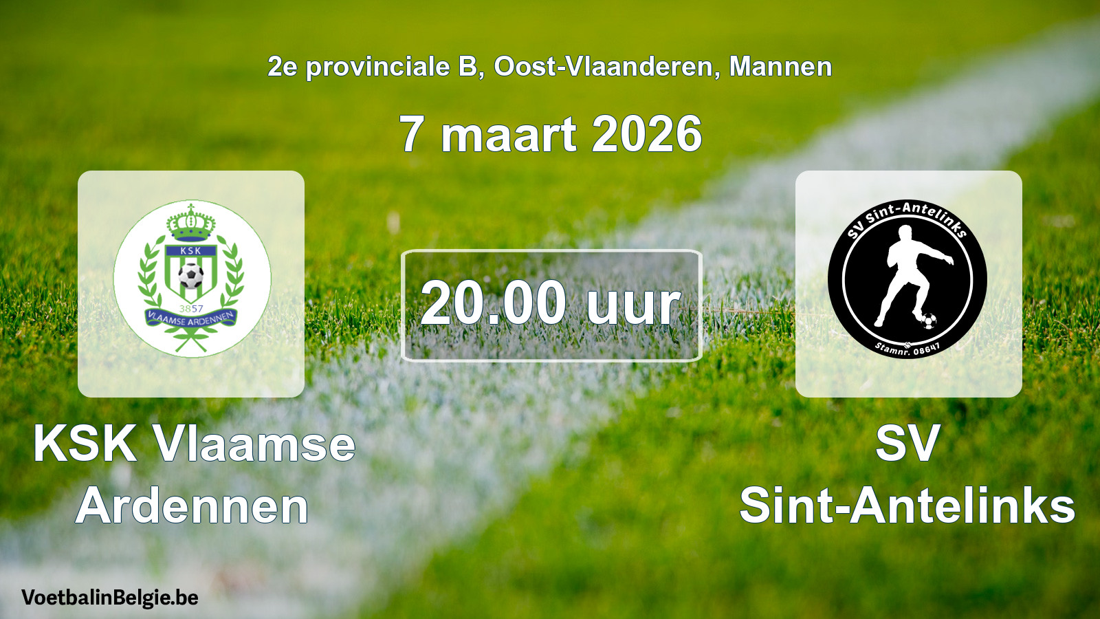 Scheduled match men football: KSK Vlaamse Ardennen - SV Sint-Antelinks (7 March 2026)