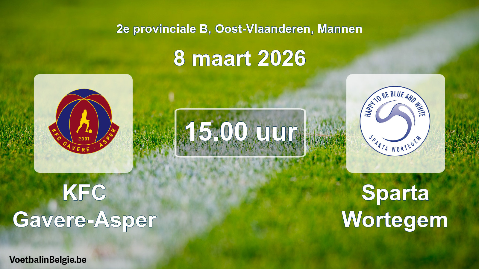 Scheduled match men football: KFC Gavere-Asper - Sparta Wortegem (8 March 2026)