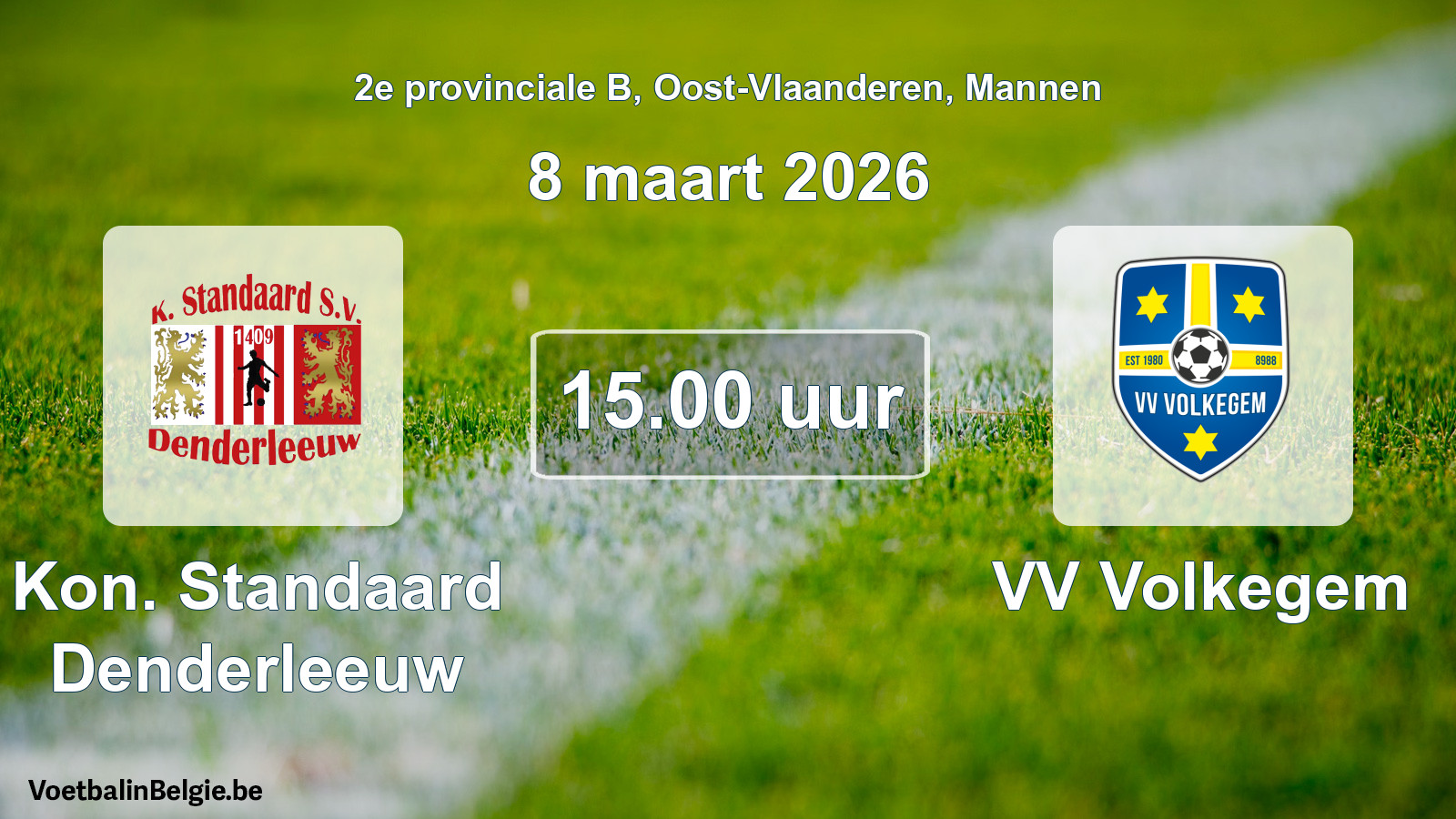 Scheduled match men football: Kon. Standaard Denderleeuw - VV Volkegem (8 March 2026)
