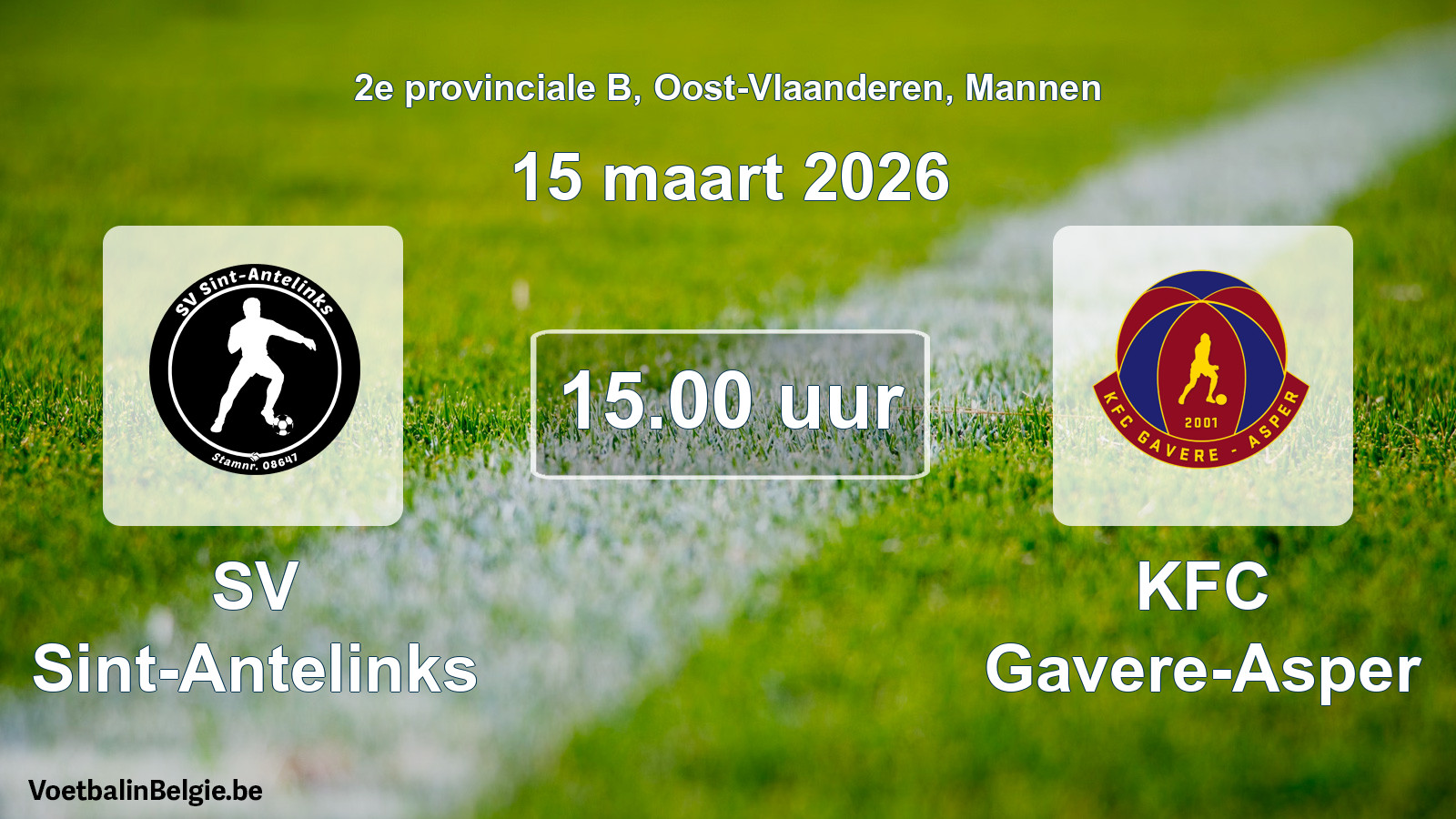 Scheduled match men football: SV Sint-Antelinks - KFC Gavere-Asper (15 March 2026)