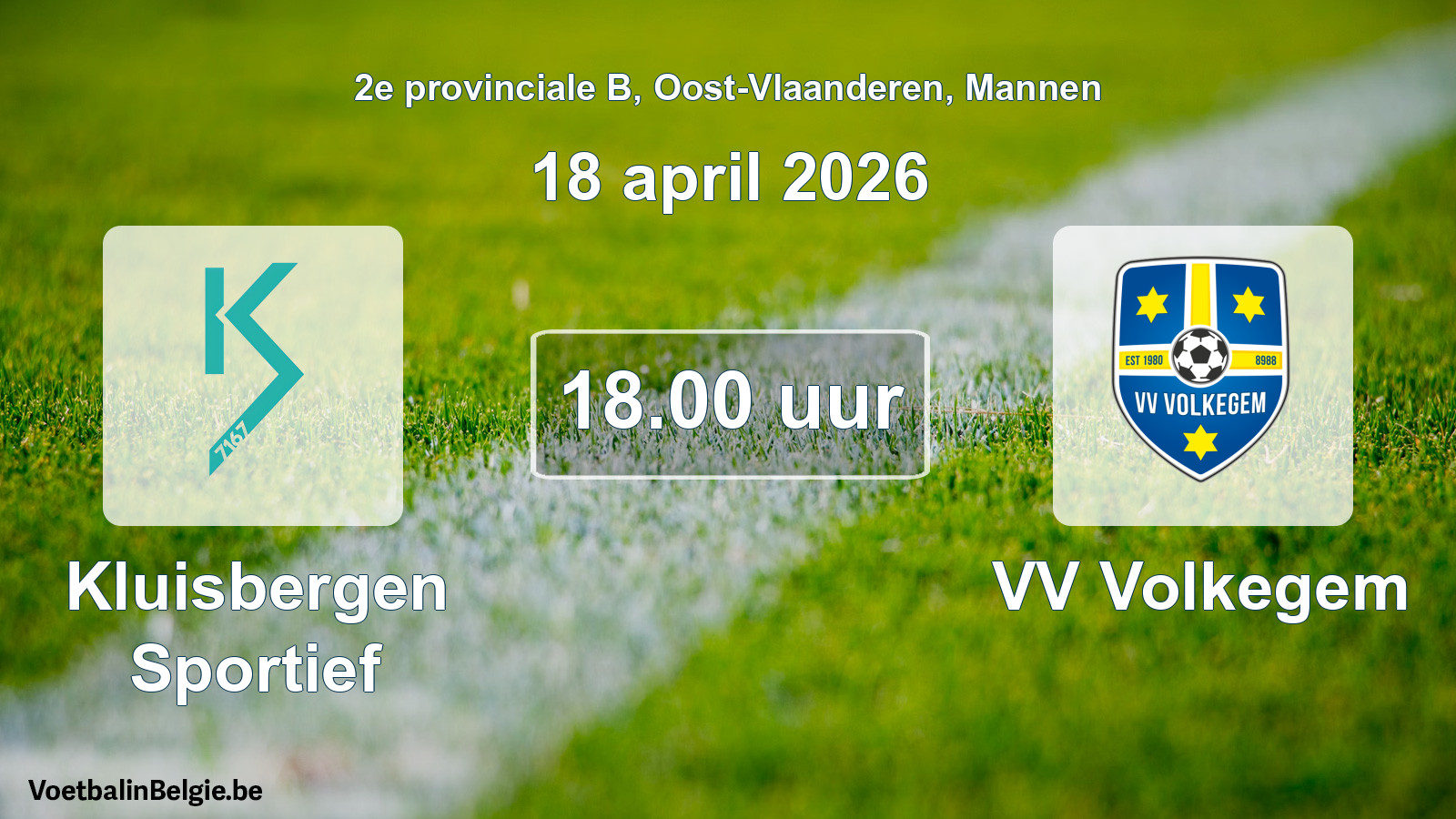 Geplantes Spiel männer-Fußball: Kluisbergen Sportief - VV Volkegem (18 April 2026)