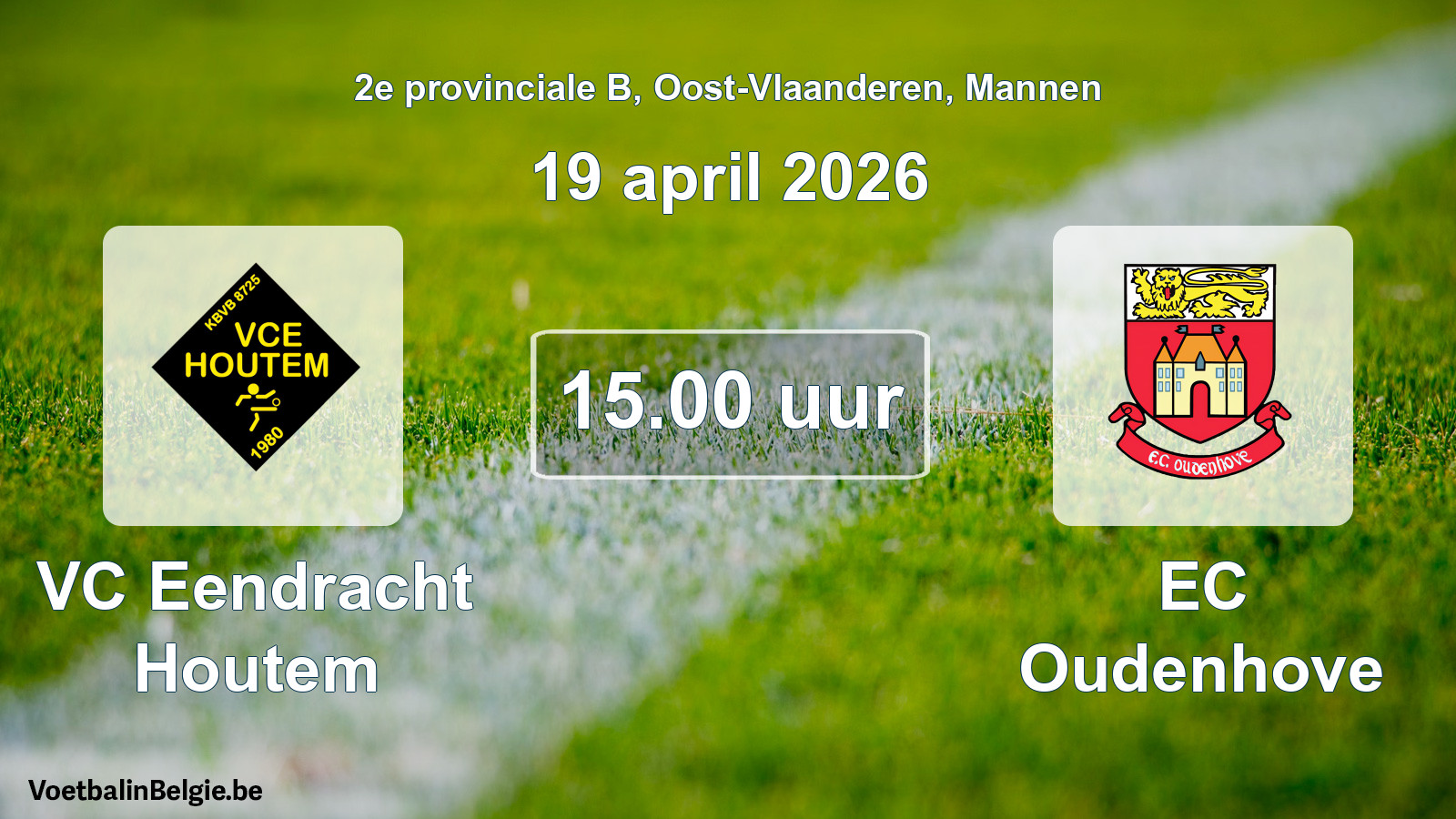Scheduled match men football: VC Eendracht Houtem - EC Oudenhove (19 April 2026)