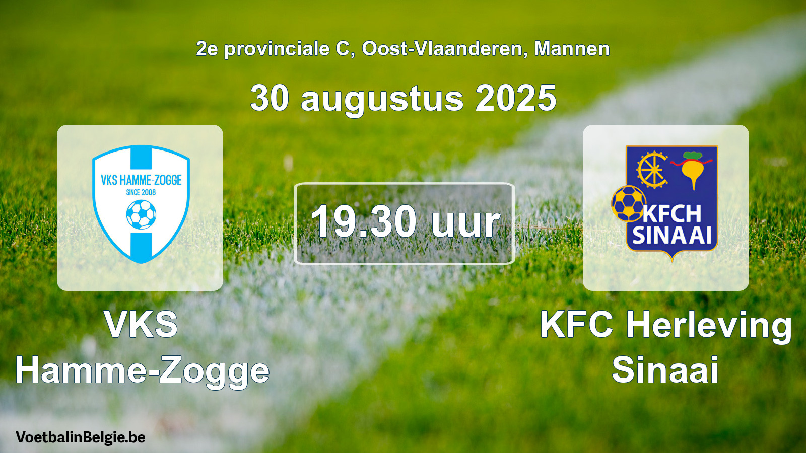 Scheduled match men football: VKS Hamme-Zogge - KFC Herleving Sinaai (30 August 2025)
