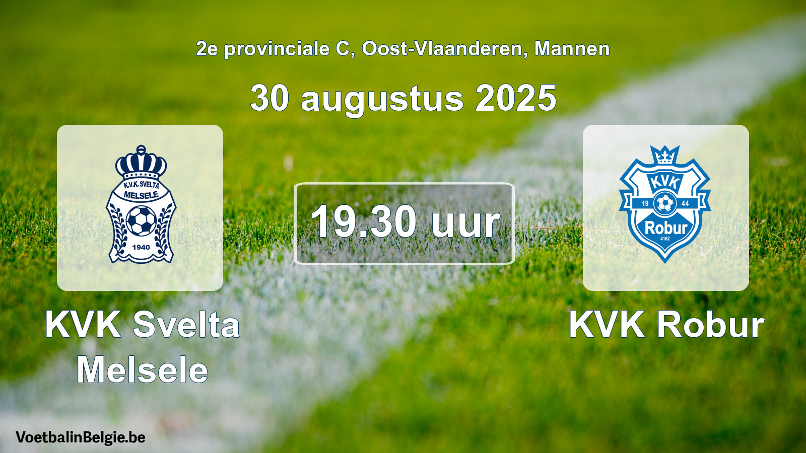 Geplande wedstrijd mannenvoetbal: KVK Svelta Melsele - KVK Robur (30 augustus 2025)