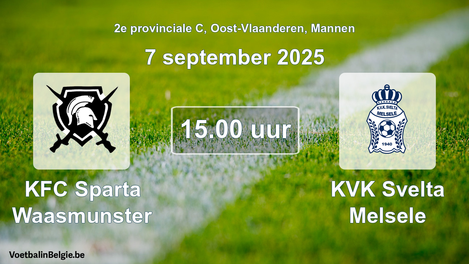 Scheduled match men football: KFC Sparta Waasmunster - KVK Svelta Melsele (7 September 2025)