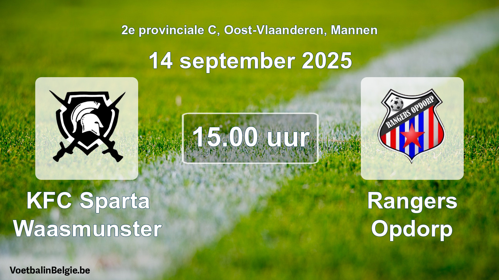 Geplande wedstrijd mannenvoetbal: KFC Sparta Waasmunster - Rangers Opdorp (14 september 2025)