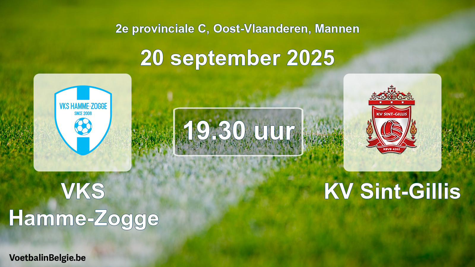 Scheduled match men football: VKS Hamme-Zogge - KV Sint-Gillis (20 September 2025)
