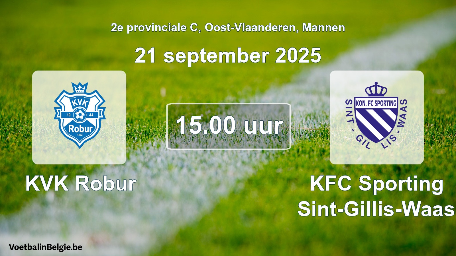 Scheduled match men football: KVK Robur - KFC Sporting Sint-Gillis-Waas (21 September 2025)