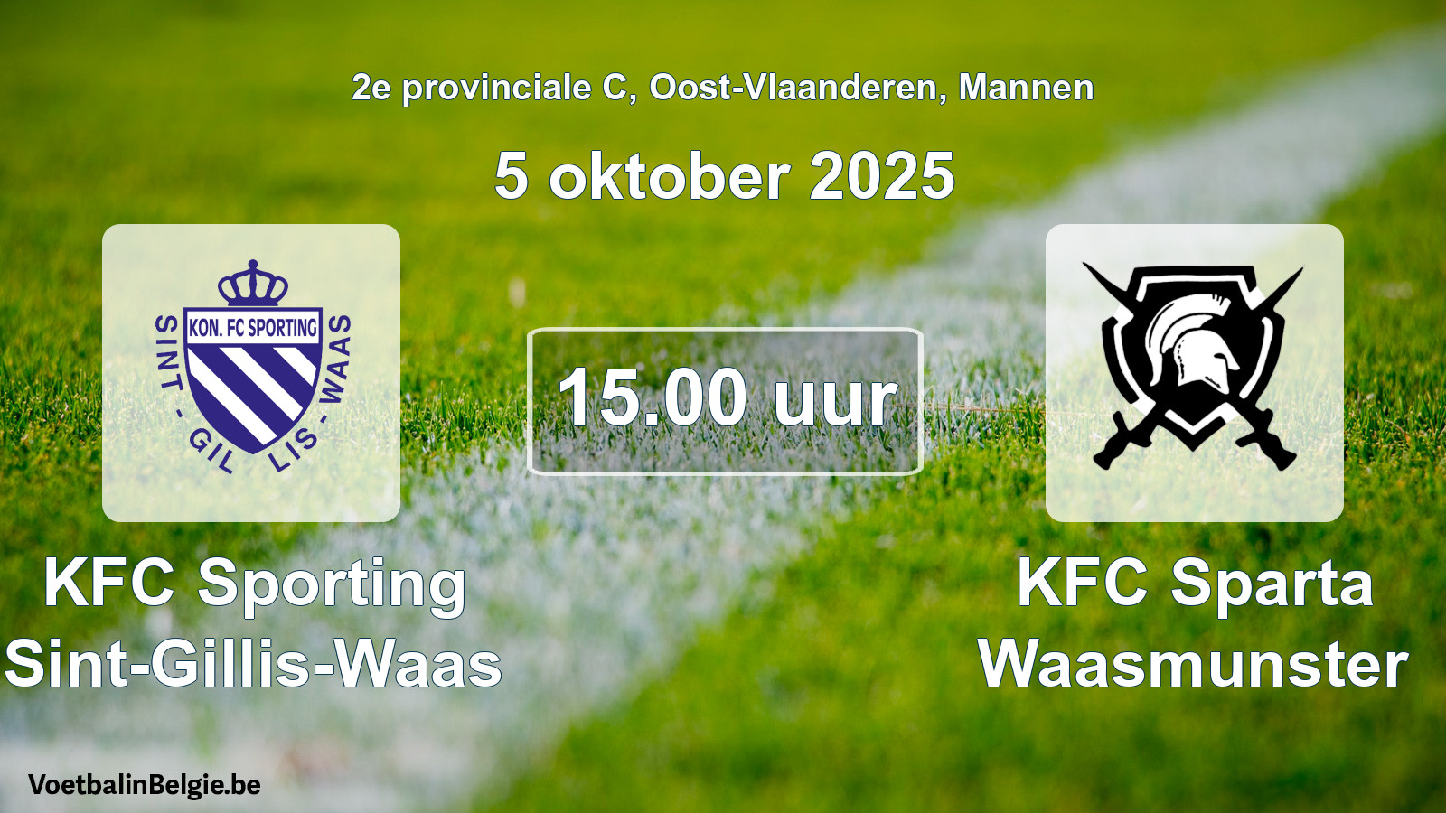Scheduled match men football: KFC Sporting Sint-Gillis-Waas - KFC Sparta Waasmunster (5 October 2025)