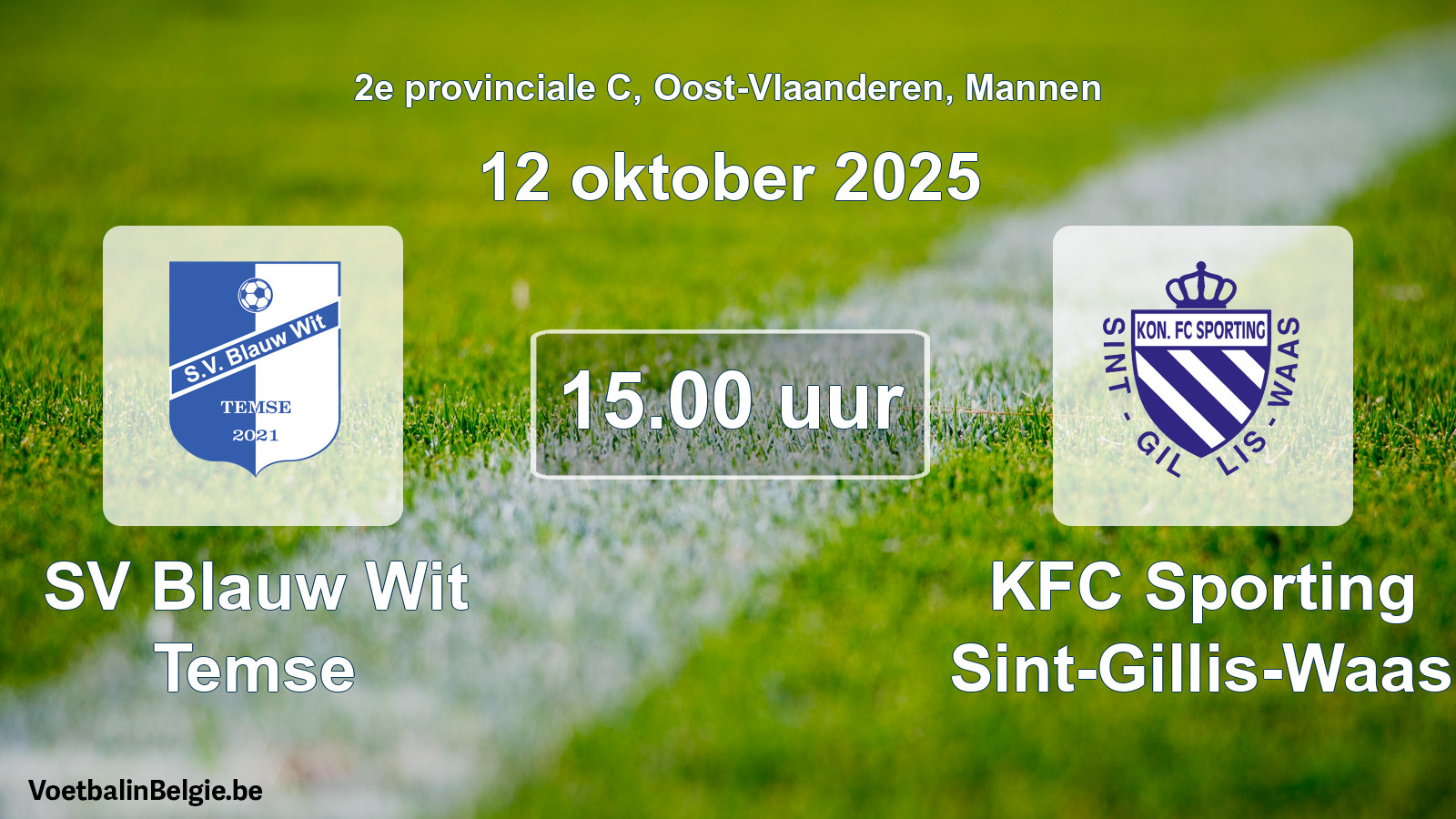 Scheduled match men football: SV Blauw Wit Temse - KFC Sporting Sint-Gillis-Waas (12 October 2025)