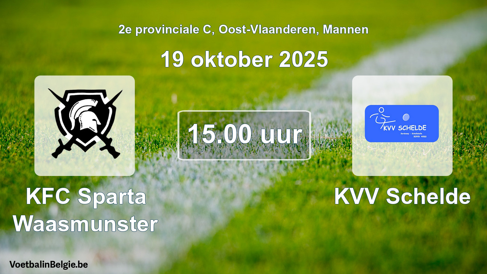 Scheduled match men football: KFC Sparta Waasmunster - KVV Schelde (19 October 2025)