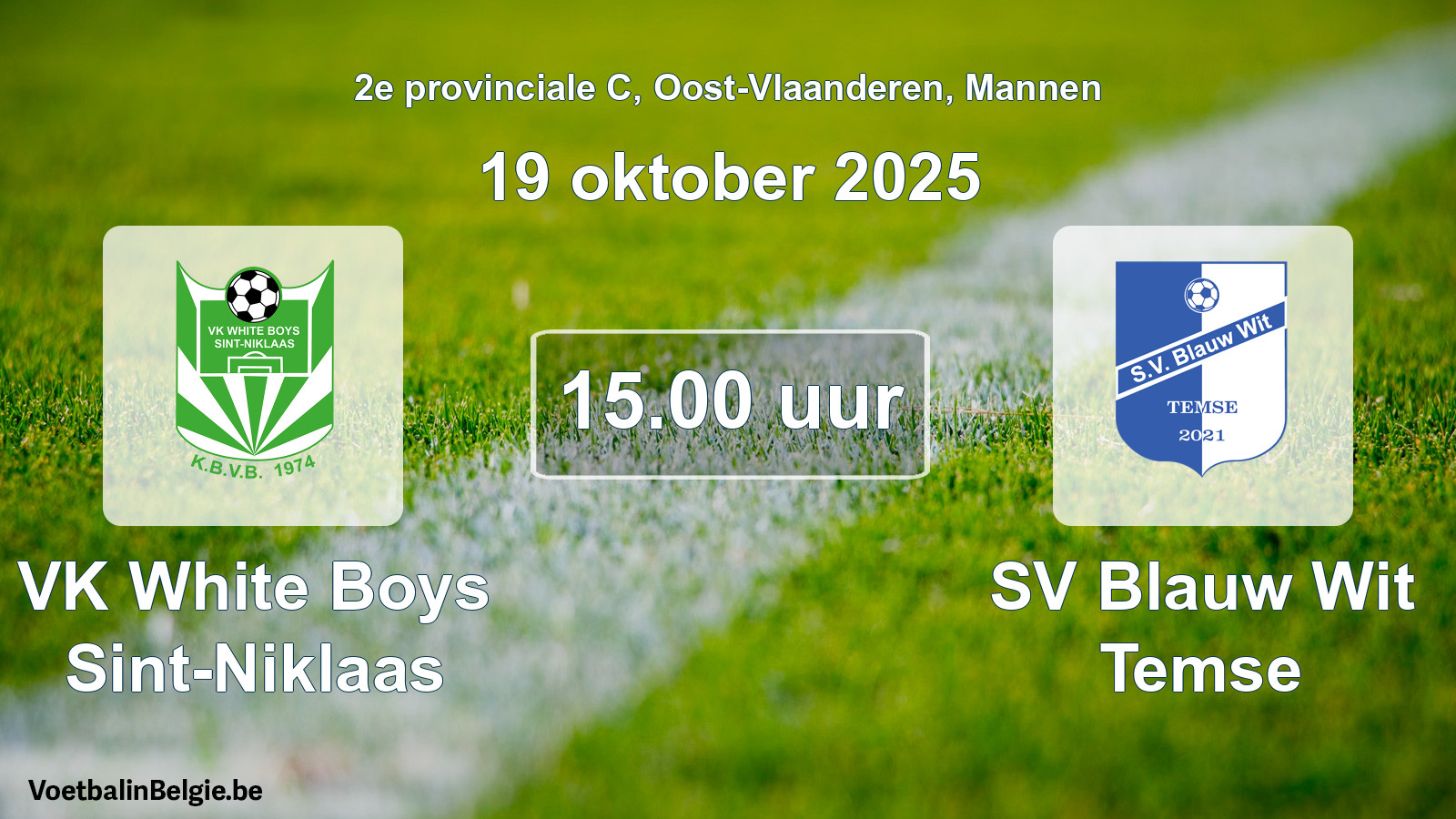 Scheduled match men football: VK White Boys Sint-Niklaas - SV Blauw Wit Temse (19 October 2025)