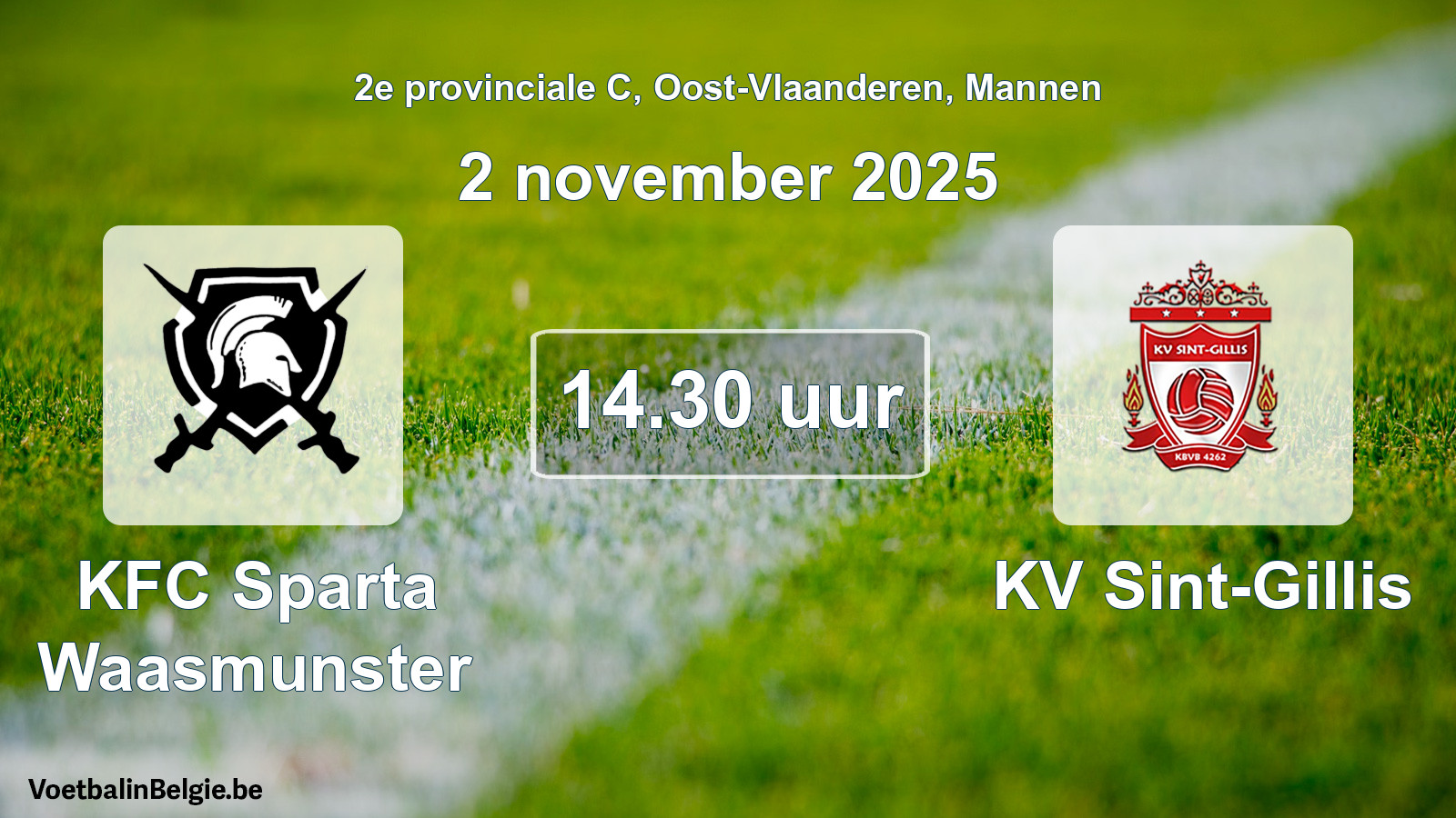 Scheduled match men football: KFC Sparta Waasmunster - KV Sint-Gillis (2 November 2025)