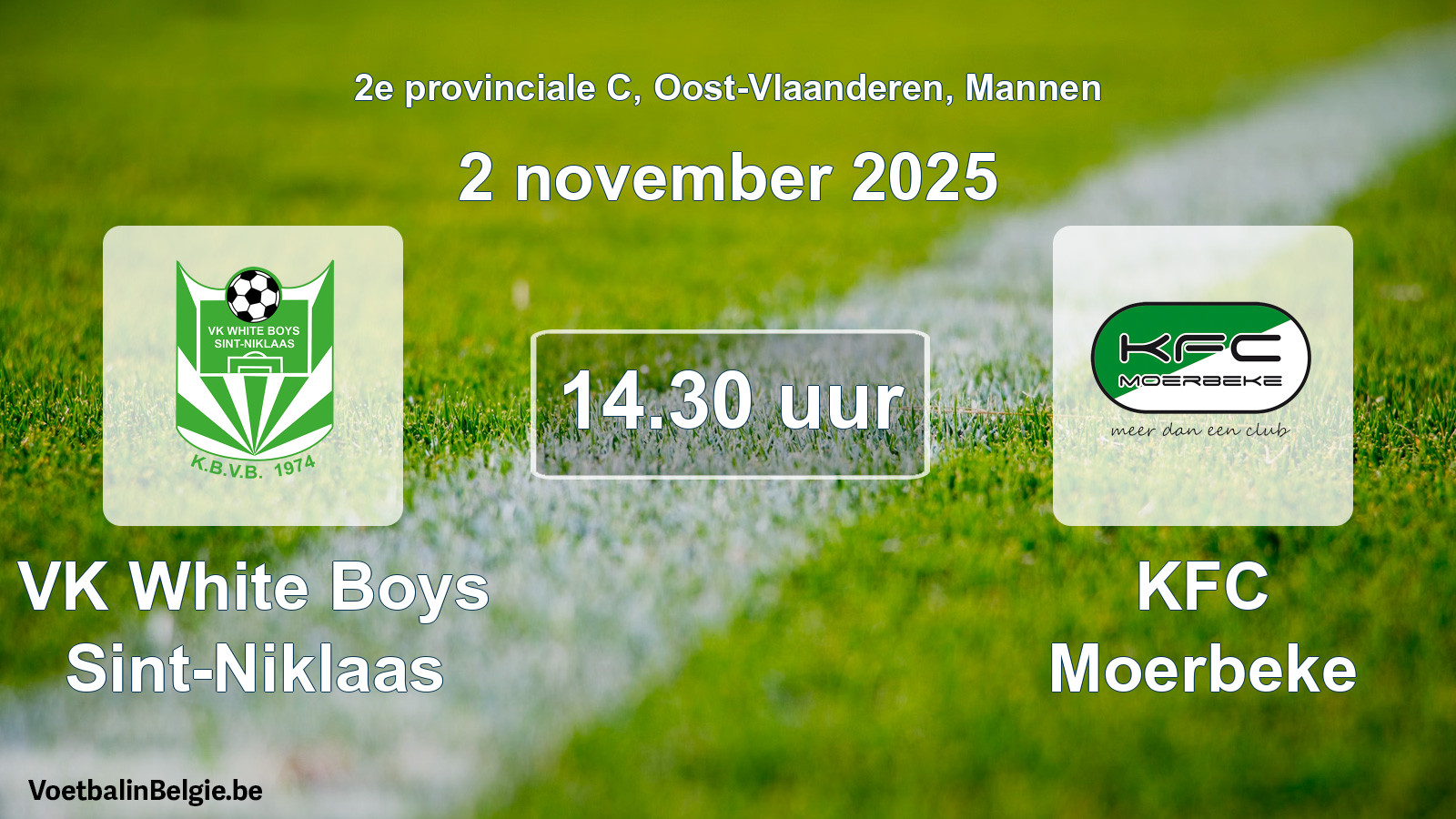 Geplande wedstrijd mannenvoetbal: VK White Boys Sint-Niklaas - KFC Moerbeke (2 november 2025)