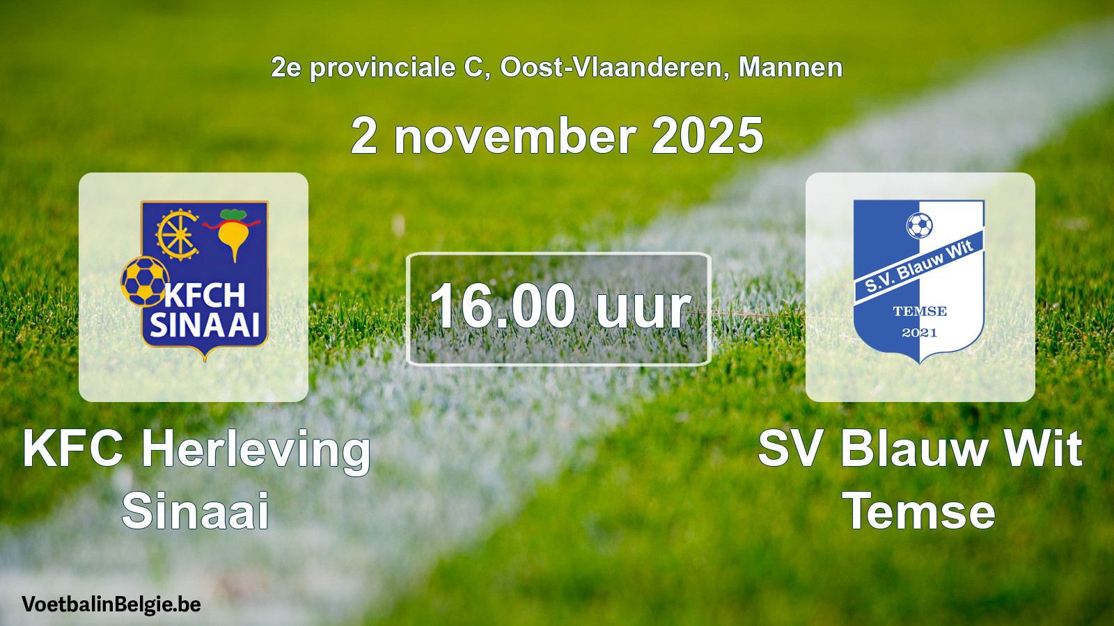 Scheduled match men football: KFC Herleving Sinaai - SV Blauw Wit Temse (2 November 2025)