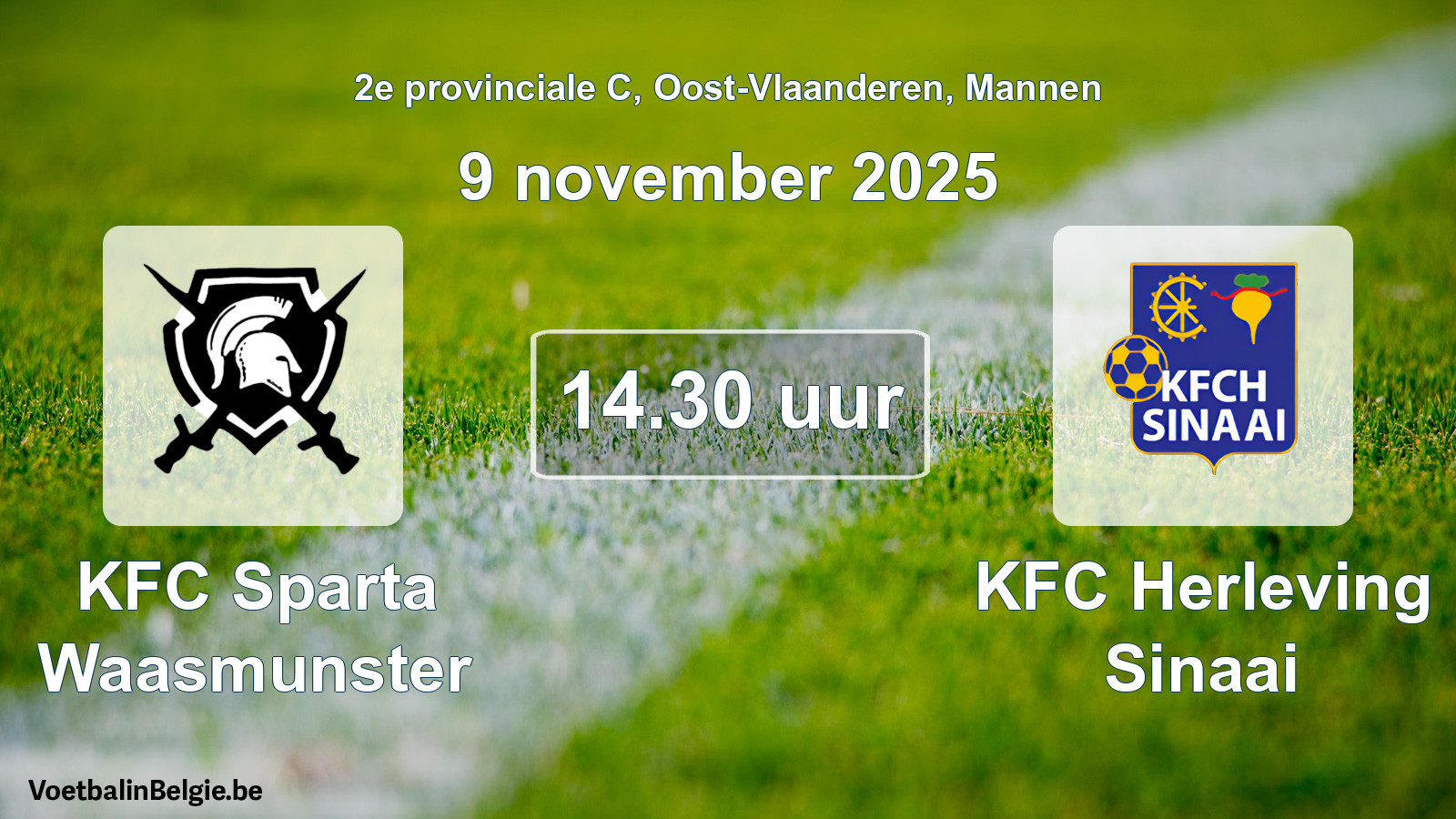 Scheduled match men football: KFC Sparta Waasmunster - KFC Herleving Sinaai (9 November 2025)