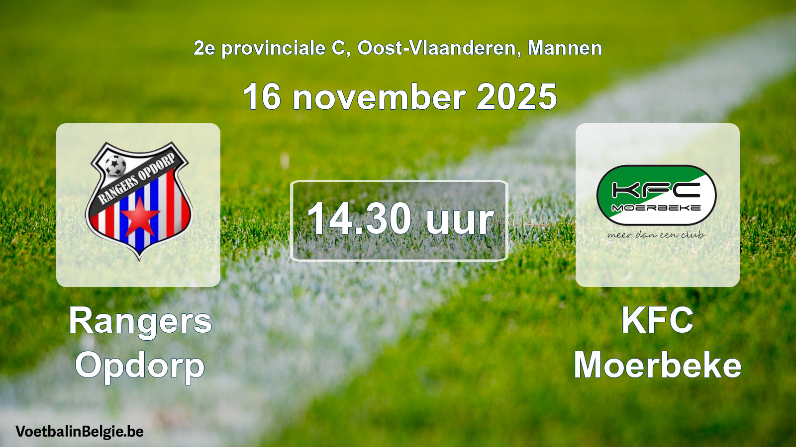 Scheduled match men football: Rangers Opdorp - KFC Moerbeke (16 November 2025)