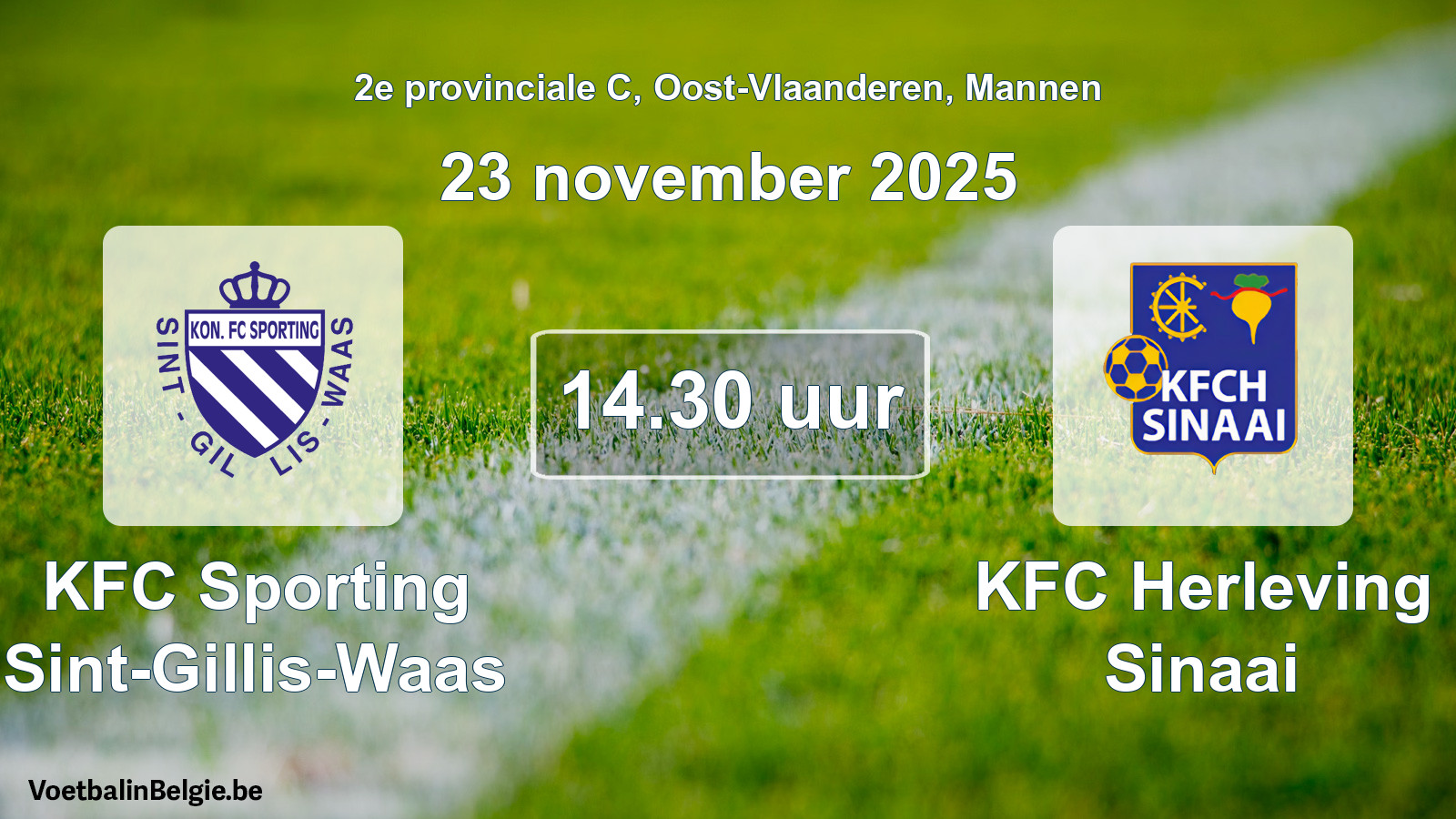 Scheduled match men football: KFC Sporting Sint-Gillis-Waas - KFC Herleving Sinaai (23 November 2025)