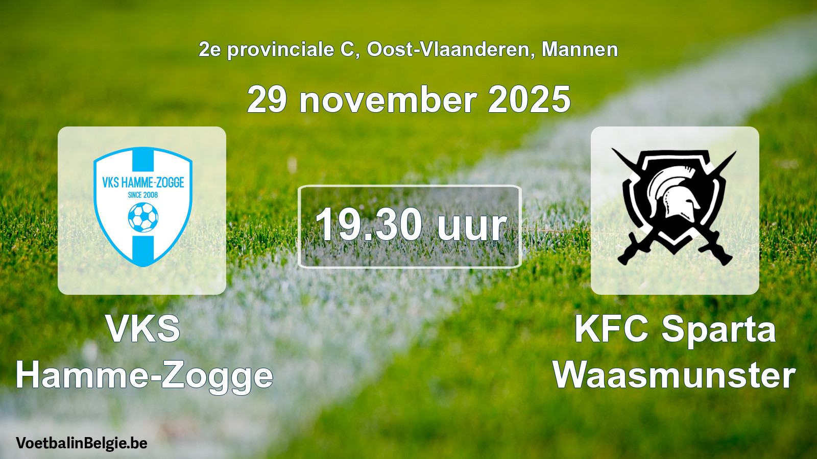 Geplande wedstrijd mannenvoetbal: VKS Hamme-Zogge - KFC Sparta Waasmunster (29 november 2025)