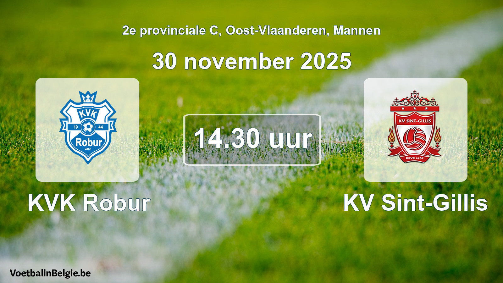 Scheduled match men football: KVK Robur - KV Sint-Gillis (30 November 2025)