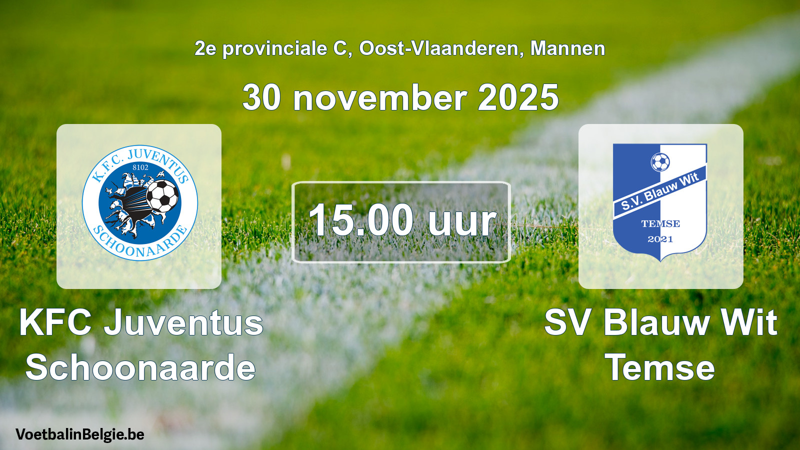 Scheduled match men football: KFC Juventus Schoonaarde - SV Blauw Wit Temse (30 November 2025)