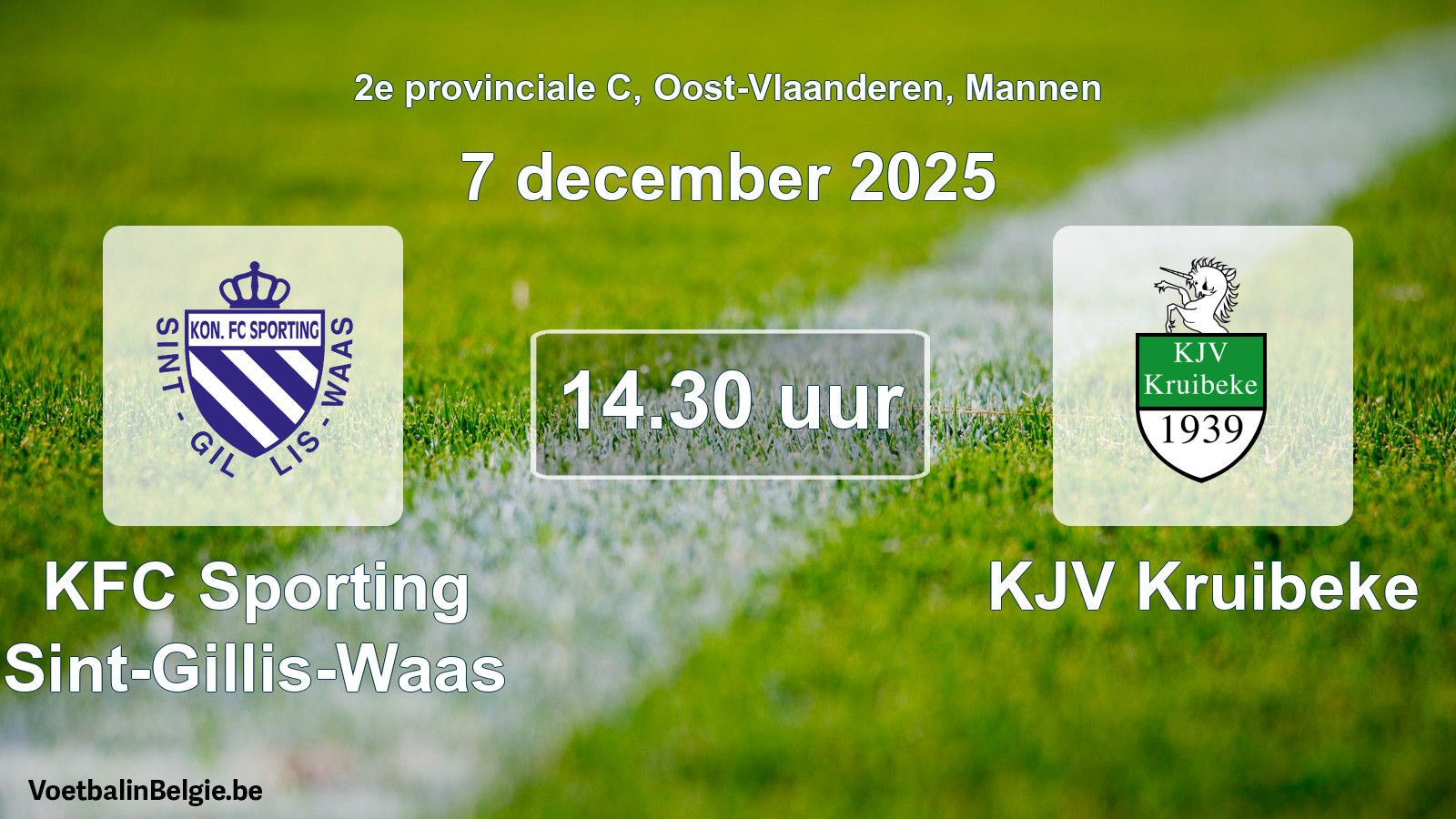 Scheduled match men football: KFC Sporting Sint-Gillis-Waas - KJV Kruibeke (7 December 2025)