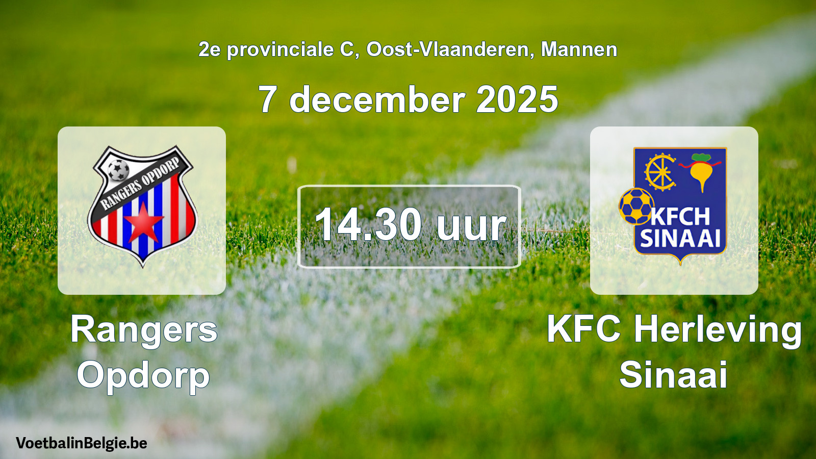 Geplande wedstrijd mannenvoetbal: Rangers Opdorp - KFC Herleving Sinaai (7 december 2025)