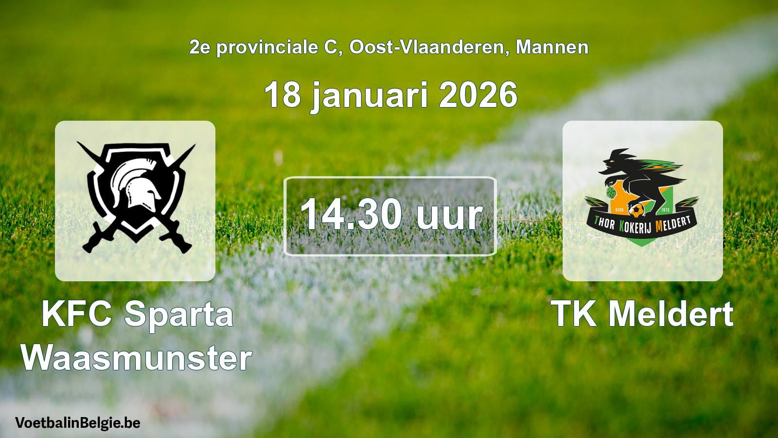 Scheduled match men football: KFC Sparta Waasmunster - TK Meldert (18 January 2026)