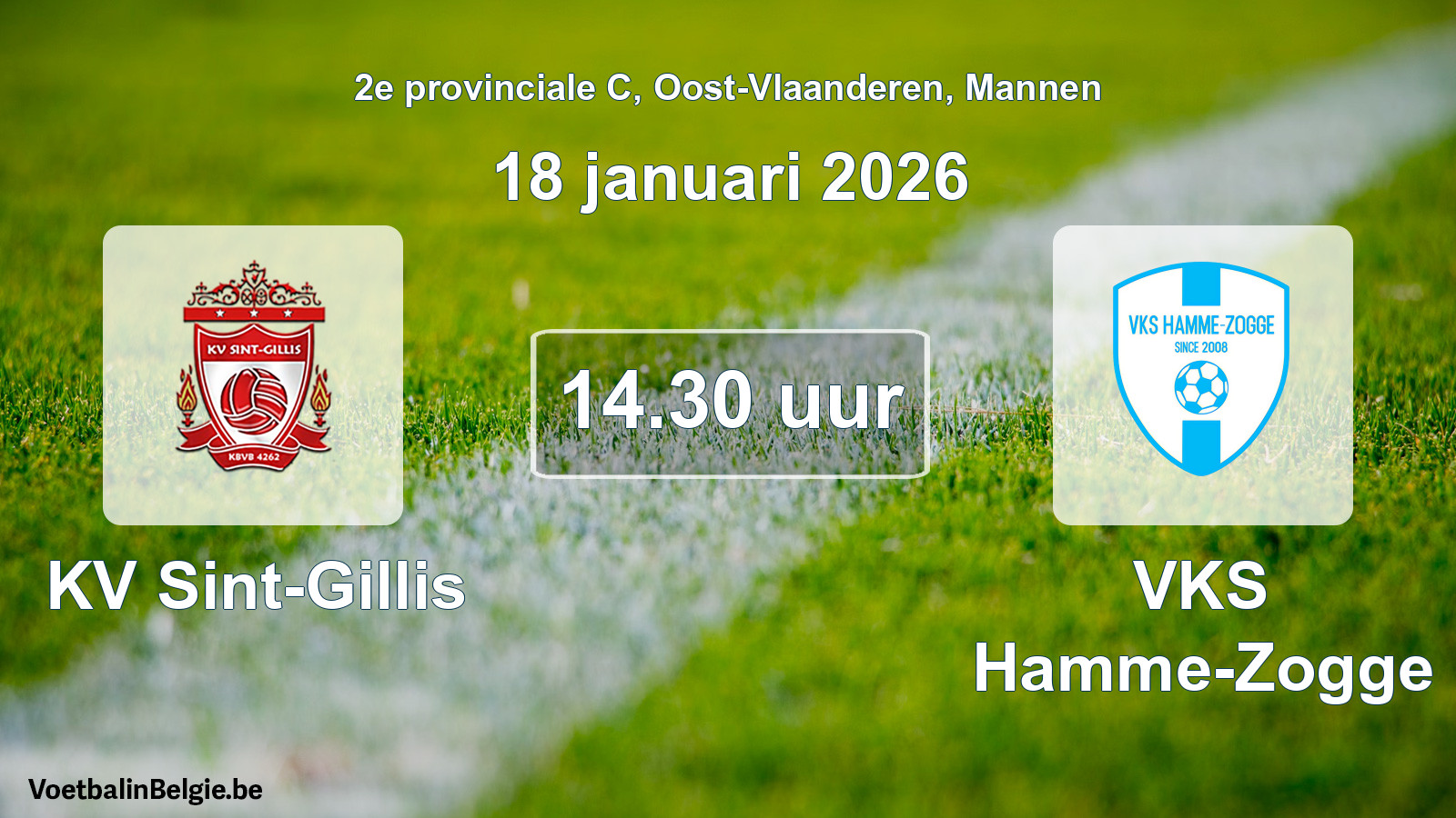Scheduled match men football: KV Sint-Gillis - VKS Hamme-Zogge (18 January 2026)