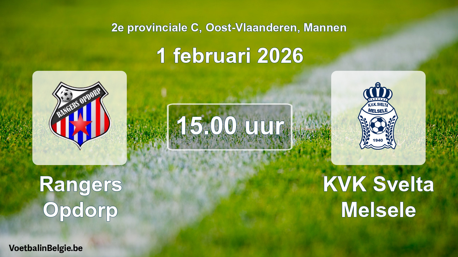 Scheduled match men football: Rangers Opdorp - KVK Svelta Melsele (1 February 2026)