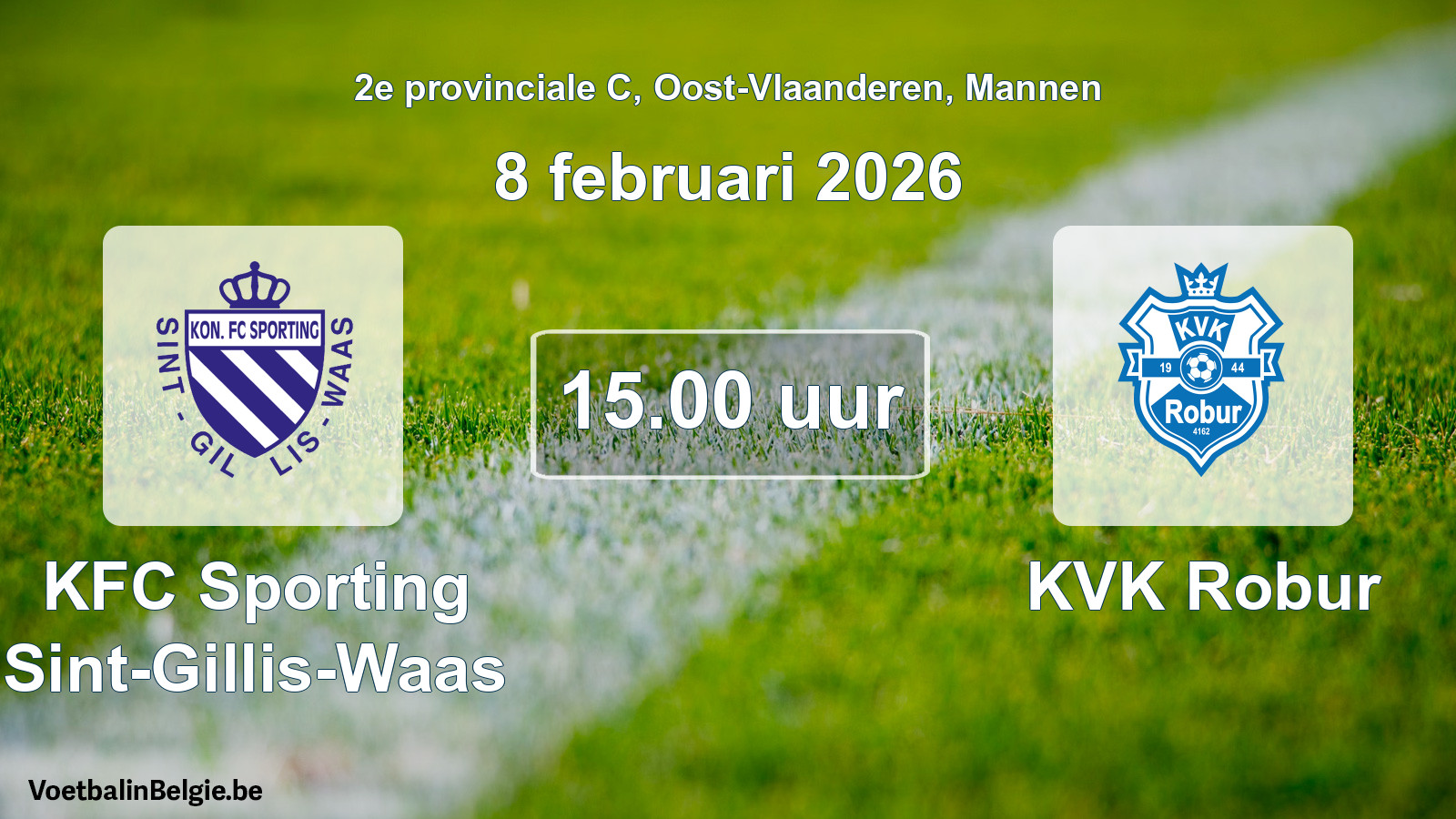 Scheduled match men football: KFC Sporting Sint-Gillis-Waas - KVK Robur (8 February 2026)